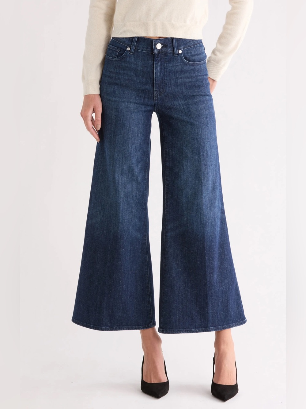 Frame Le Palazzo Crop Guilty Dark Wash High Rise Wide Leg Jeans Size 27